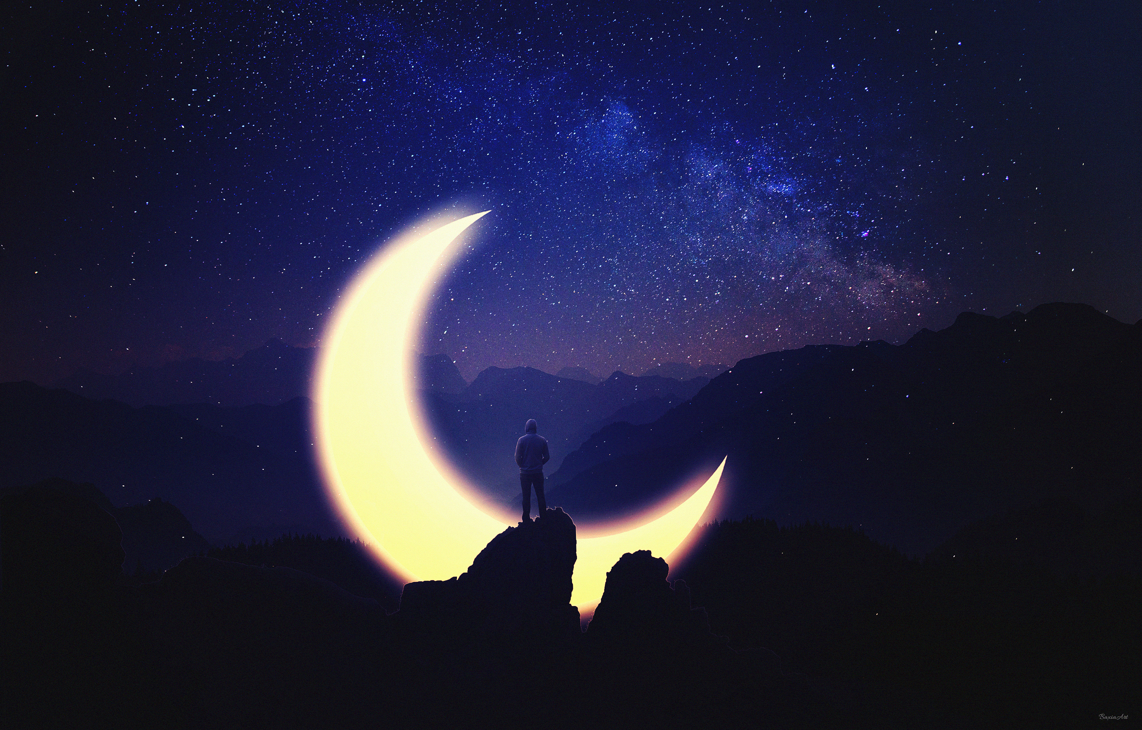 dream-crescent-moon-night-starry-sky-silhouette-standing